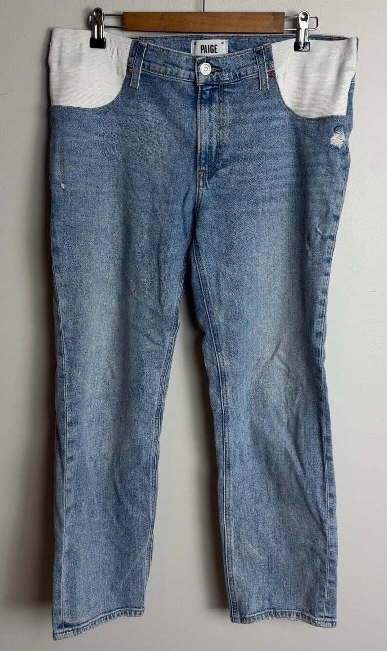 PAIGE Maternity Jeans Size 30 Light Wash Denim Comfort Fit Elastic Waist Women’s